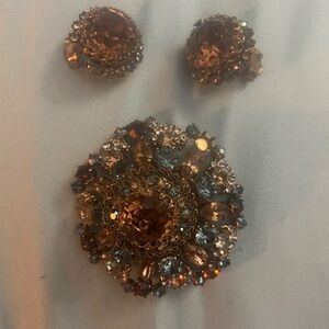 Elegant Austrian Crystal Brooch and Earring Set